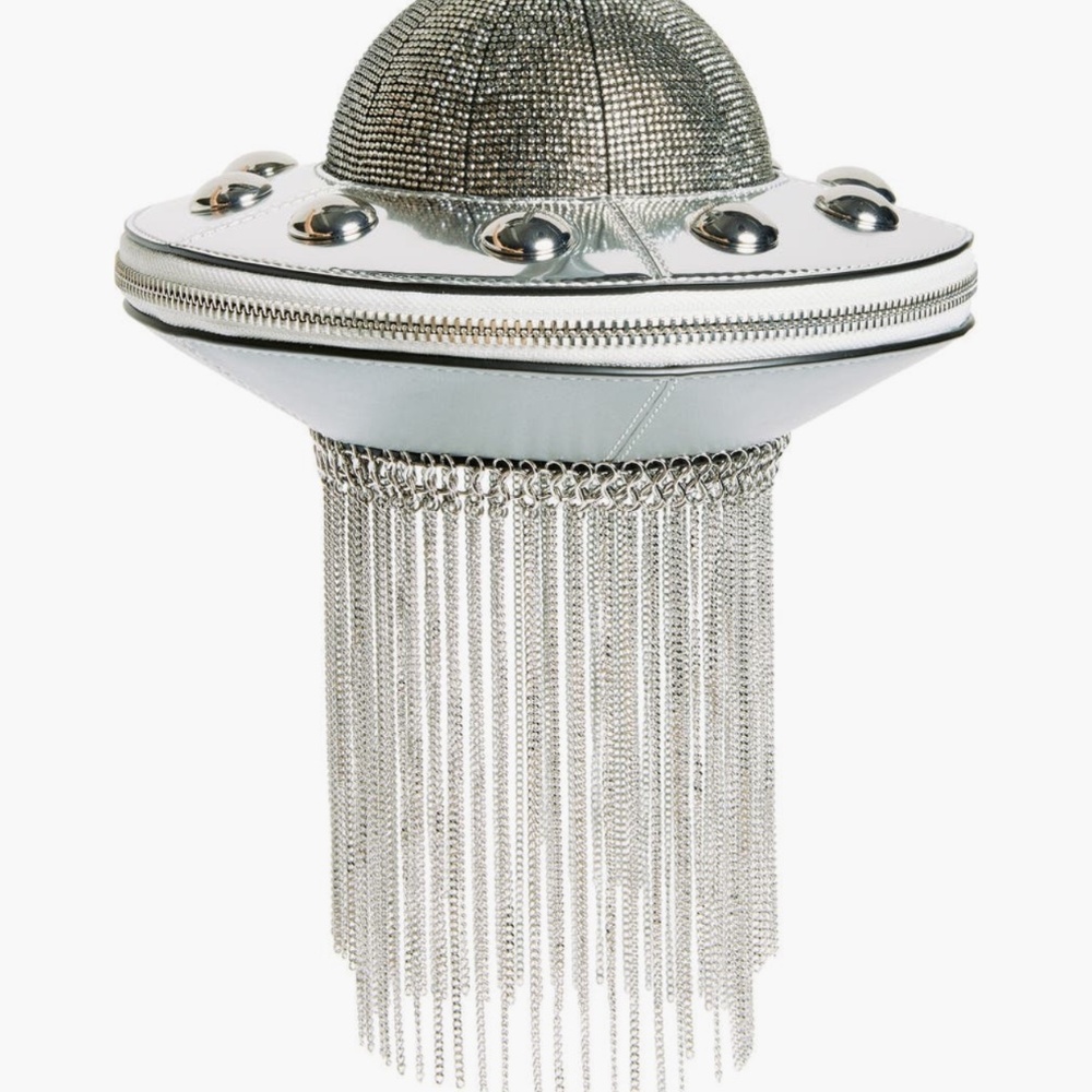 kate spade new york::Spaced Out Silver Embellished Leather UFO Handbag::NEW:: - Picture 2 of 6